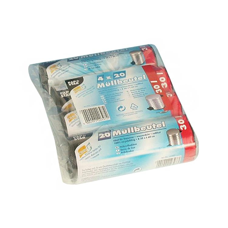 Papstar Kehrichtsack – 30 l, LDPE, grau, 17 µm, 500 × 600 mm, 4 Rollen à 20 Stk