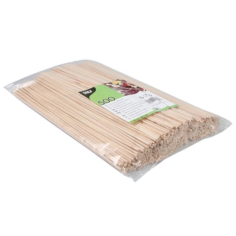 Papstar Schaschlikspiesse Pure, Holz – Ø 0,3/0,5 cm, Natur – 500 Stk.