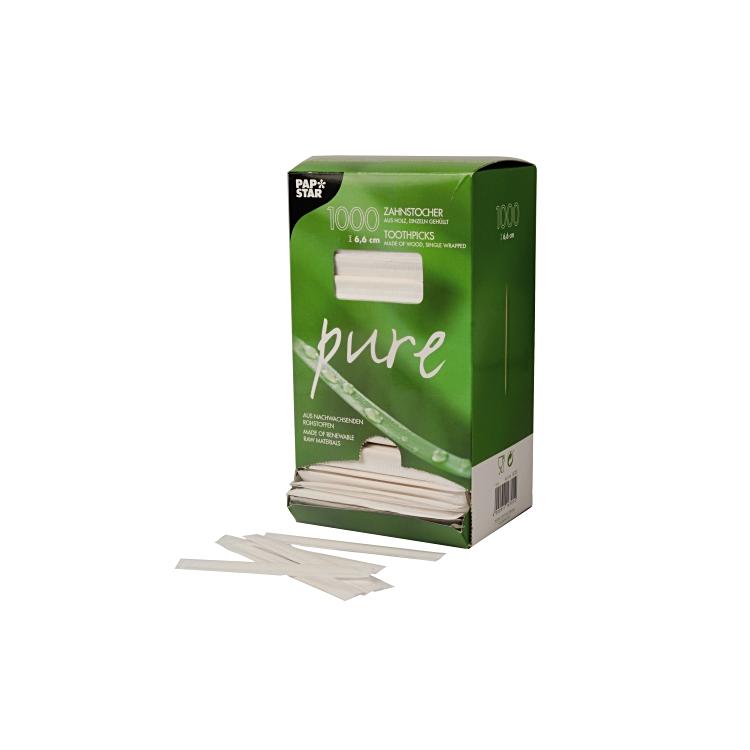 Papstar Zahnstocher Holz, rund, 6,5 cm – 1000 Stk.