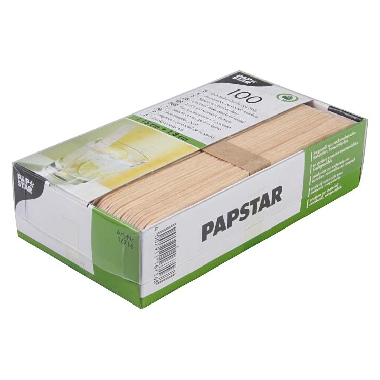 Papstar Cocktailstäbchen – 15 cm, Holz, Natur, 100 Stk.
