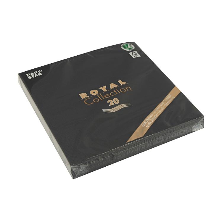 Papstar Servietten Royal Collection schwarz – 40 × 40 cm, 1/4-Falz – 20 Stück