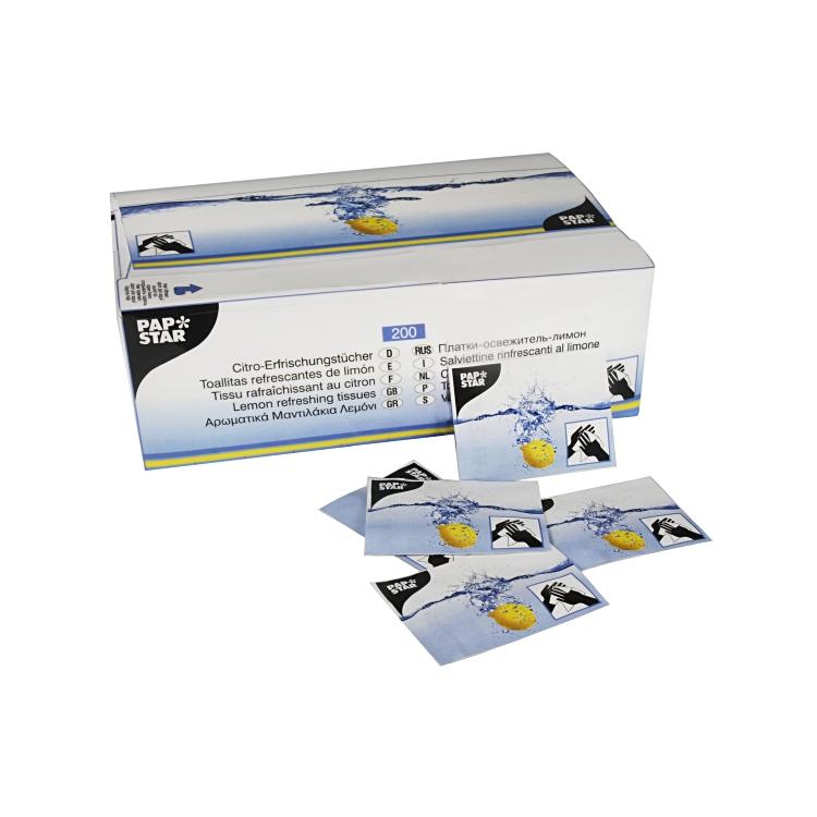 Papstar Feuchttücher – Zitrus – 200 Stk, 19,5 × 13,5 cm, weiss