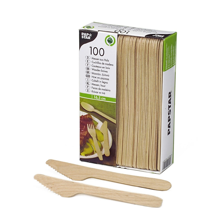 Papstar Holzmesser, 16,5 cm, natur – 100 Stk.
