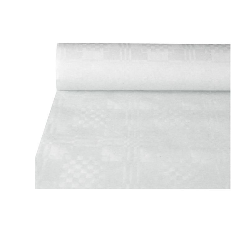 Papstar Tischdecke auf Rolle – 120 cm×50 m, Papier, Weiss, Damast