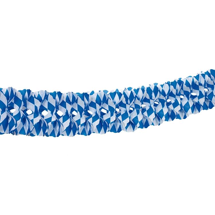 Papstar Girlande Bayrisch Blau – blau/weiss – 4 m × Ø 16 cm – Papier – 1 Stk