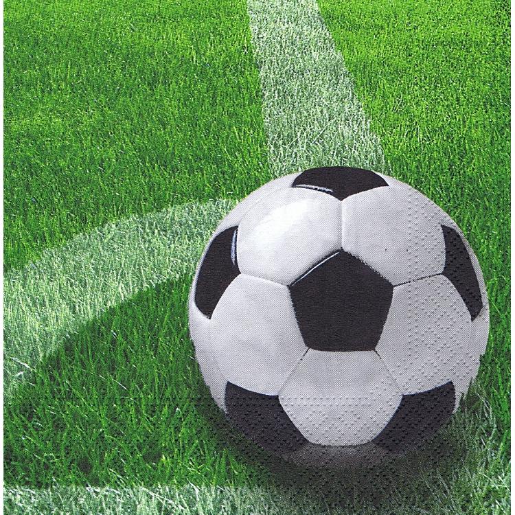 Papstar Servietten Football – mehrfarbig – 33 × 33 cm, 3-lagig, 1/4-Falz – 20 Stück