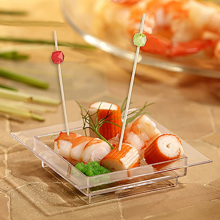 Papstar Bambus-Spiesse Square – mehrfarbig – 12 cm – Bambus – 100 Stk – mit farbigem Stein (Diamantenoptik)