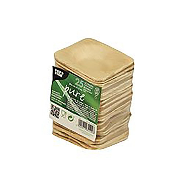 Papstar Teller pure, Palmblatt, quadratisch – 6 × 6 cm, natur – kompostierbar – 25 Stk.