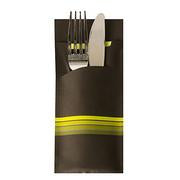 Papstar Bestecktasche STRIPES, Papier, 200 × 85 mm, Schwarz/Limone – FSC – 520 Stk.