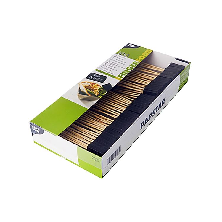 Papstar Fingerfood-Spiess, Bambus/Holz, 8,5 cm – Schwarz – 100 Stk.