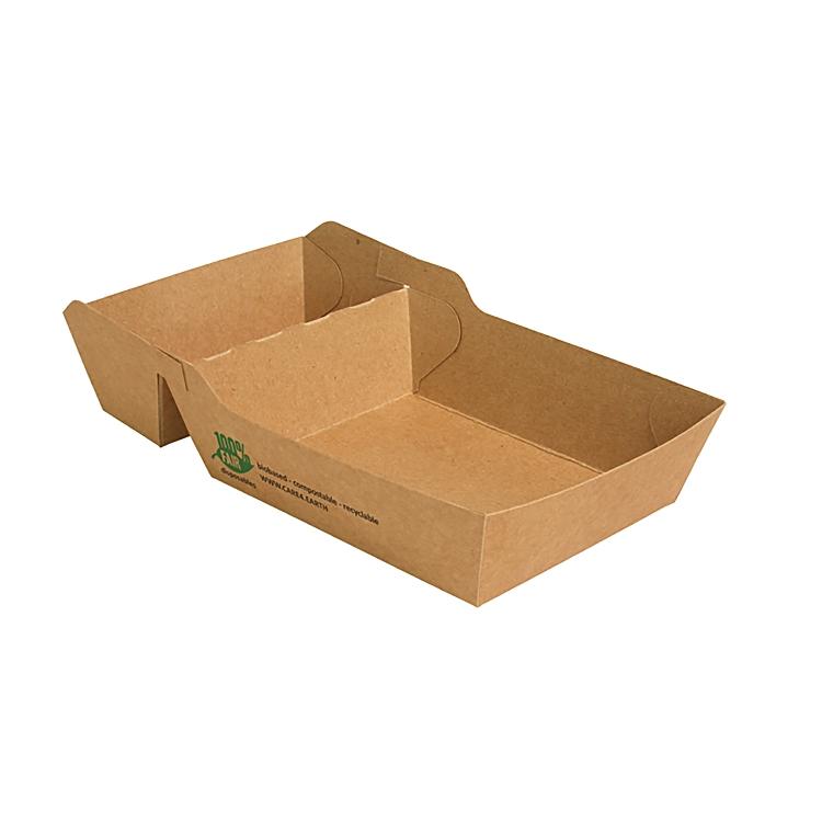 Papstar Pommes-Schale Pure, Papier/Karton, 2-geteilt – 190 × 110 × 35 mm, braun – FSC – 80 Stk.