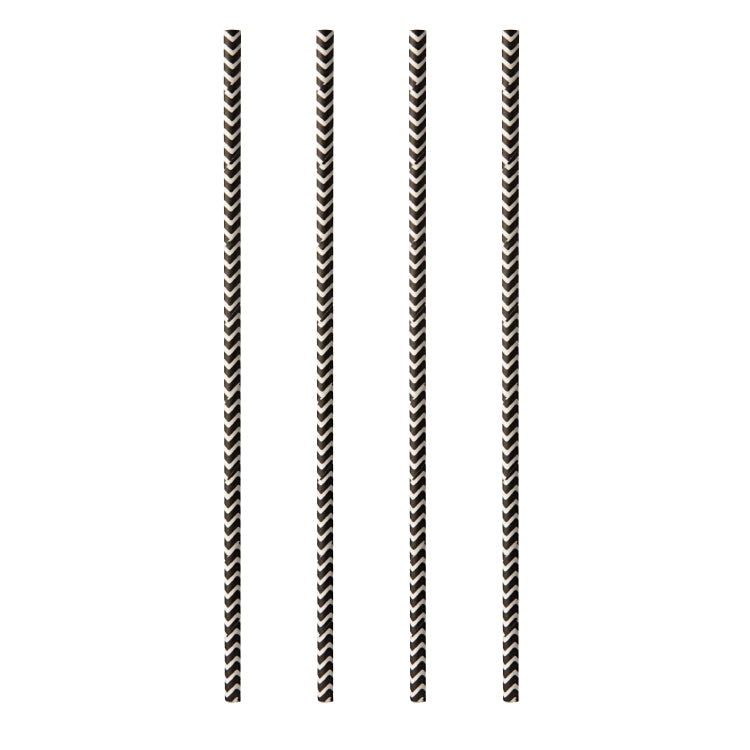 Papstar Strohhalme Pure, Papier, Ø 6 mm 20 cm, schwarz/weiss – 100 Stk.
