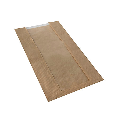 Papstar Papierbeutel – pure, braun, Kraftpapier, 30 × 16 × 6 cm, mit Fenster, 1000 Stück