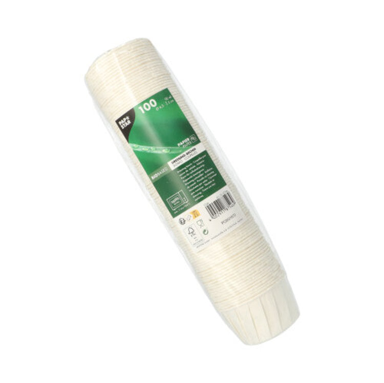 Papstar Schale/Schüssel pure, Bagasse (Zuckerrohr) – 90 ml, Ø 6,3 cm, weiss – 100 Stk.
