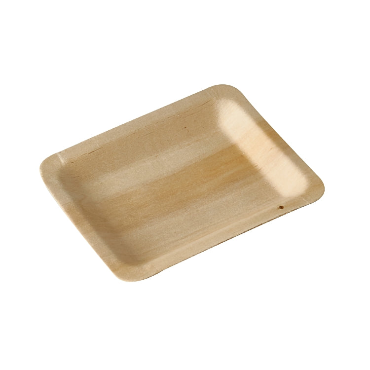 Papstar Fingerfood-Teller PURE, Holz (Birke), Rechteckig – 12 × 9,5 cm – natur – 50 Stk.