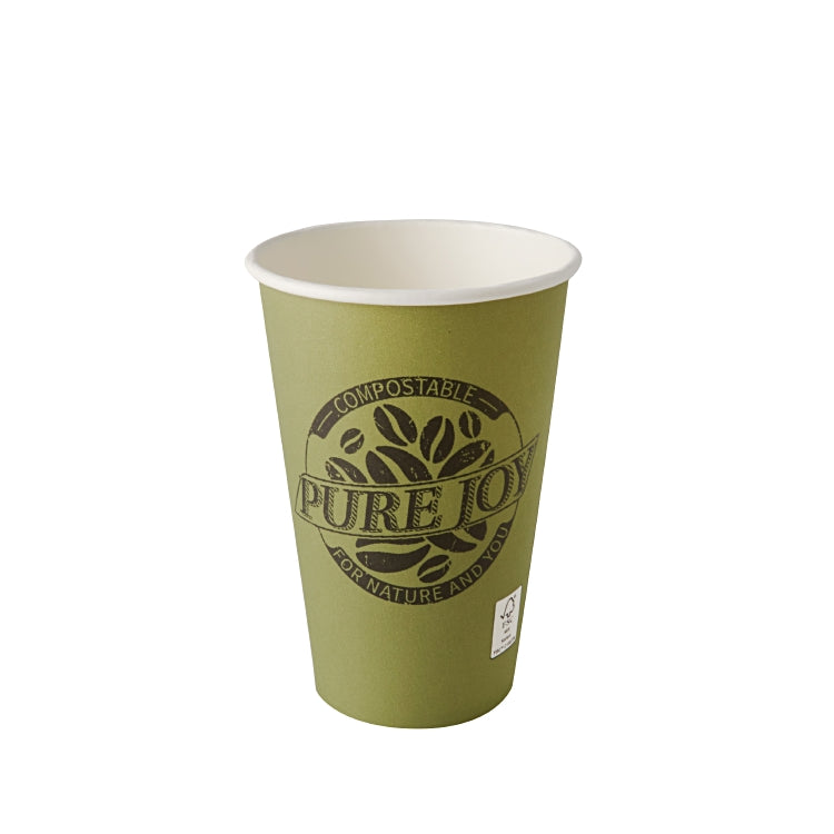 Papstar Trinkbecher Pure Joy, Papier, PLA-beschichtet – 3 dl – grün – FSC – 50 Stk.