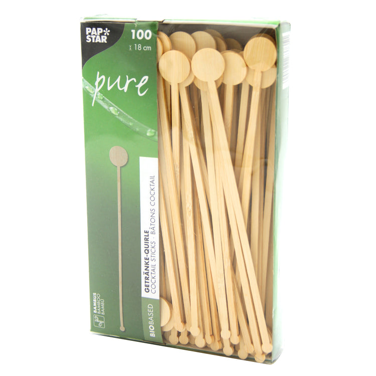 Papstar Rührstäbchen aus Bambus, 18 cm – kompostierbar – 100 Stück