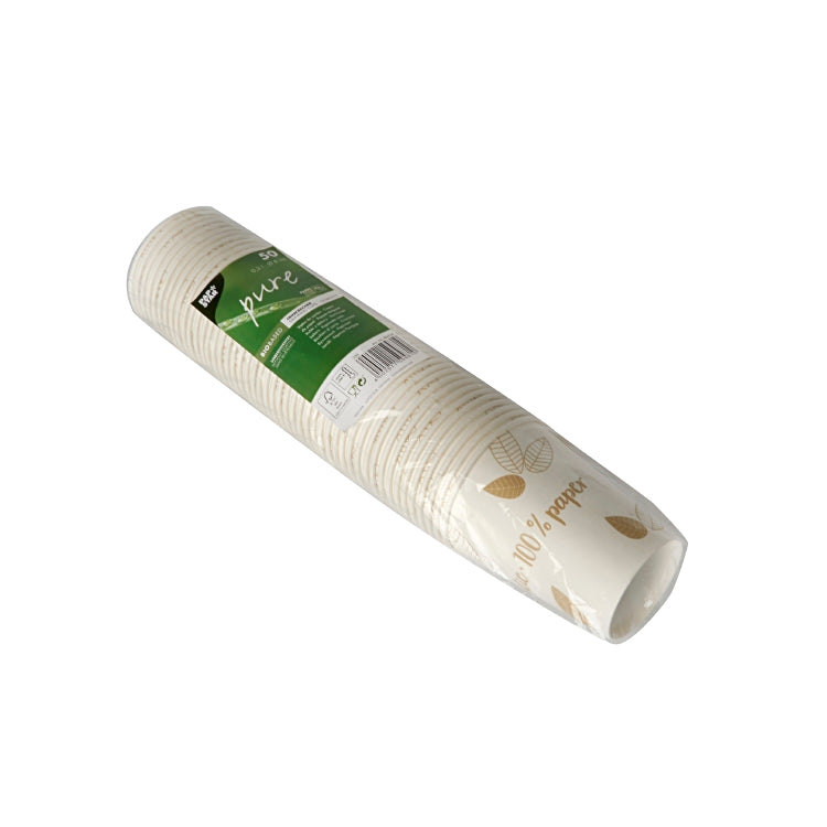 Papstar Trinkbecher Pure, Papier/Karton, für Heissgetränke – 2 dl – FSC – 50 Stk.