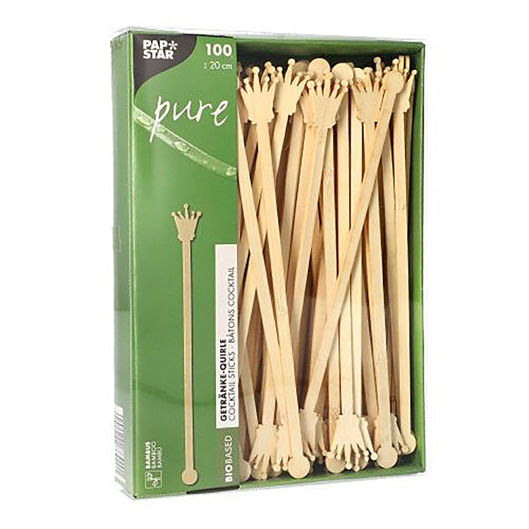 Papstar Getränke-Quirl – 20 cm, Bambus, Natur, 100 Stk.
