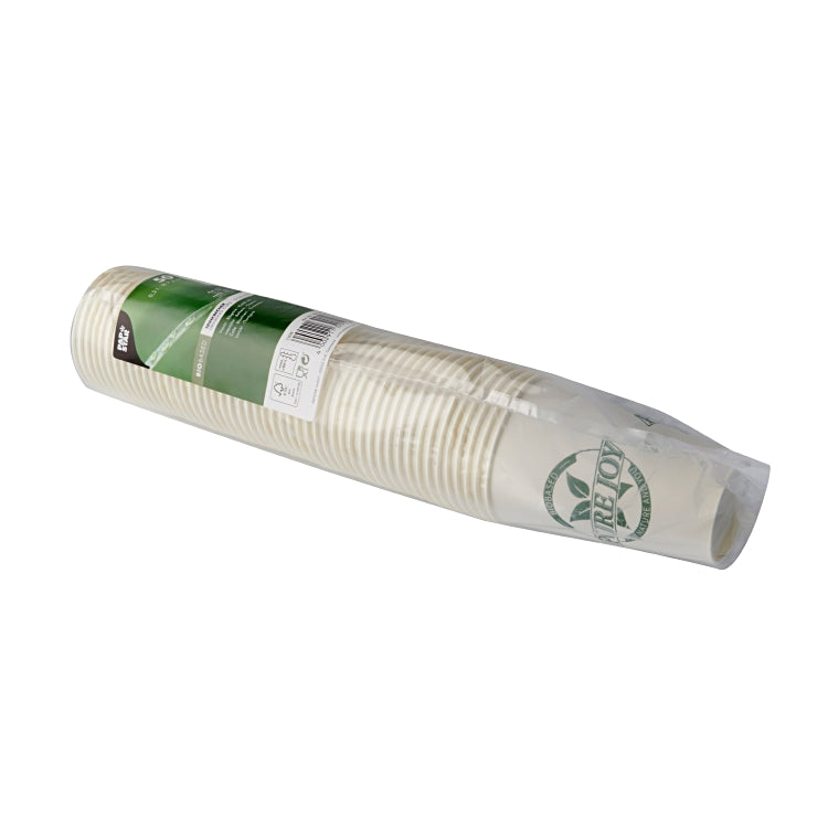 Papstar Trinkbecher Pure Joy, Karton – 2 dl, weiss mit grünem Aufdruck – 50 Stk.