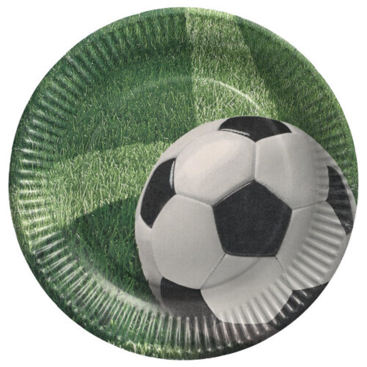 Papstar Teller, Papier/Karton – Ø 23 cm, Football-Motiv, Grün