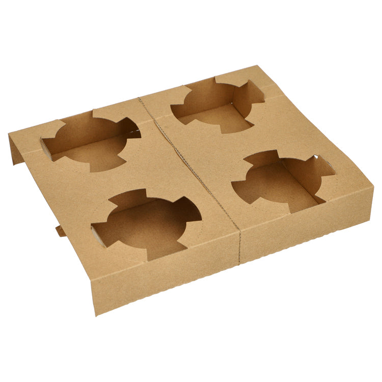 Papstar Tragetablett PURE, Papier/Karton, 198 × 241 × 36 mm, braun – für 4 Becher – FSC – 25 Stk.