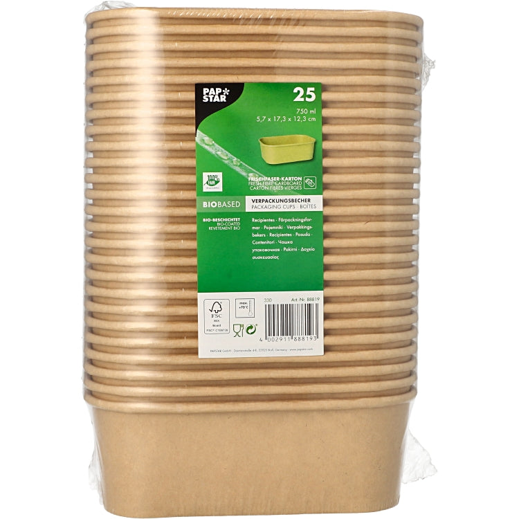 Papstar Becher, Papier/Karton – 7,5 dl, braun – für Deckel PAP88822 – 25 Stk.