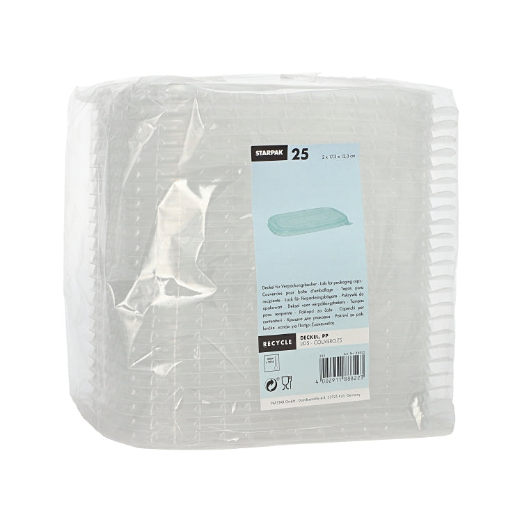 Papstar Deckel für Verpackungsbecher FAIR PAP88818/88819/88820, PP transparent – 173 × 123 × 20 mm – 25 Stk.