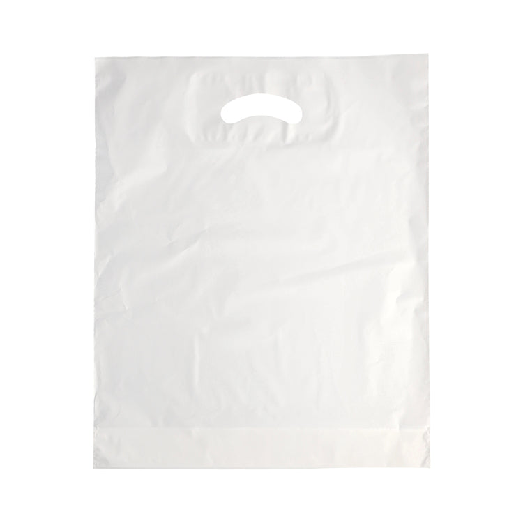Tragetasche mit Griffloch, HDPE – 440 × 360 × 90 mm, weiss, 50 µm – 100 Stk.
