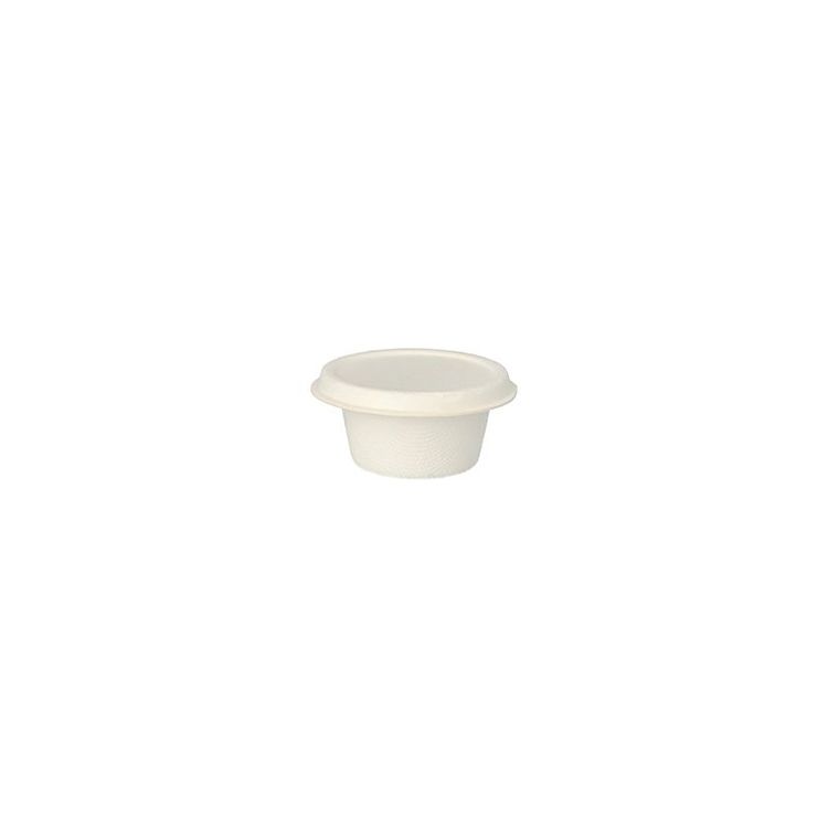 Papstar Deckel für Dressingschale, Bagasse – Ø 6 cm, weiss – 50 Stk.