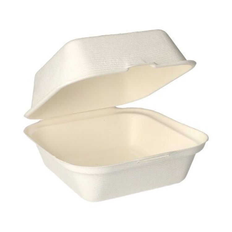 Papstar Take-away-Box PURE, Bagasse (Zuckerrohr) – 140 × 150 × 80 mm, weiss – 25 Stk.