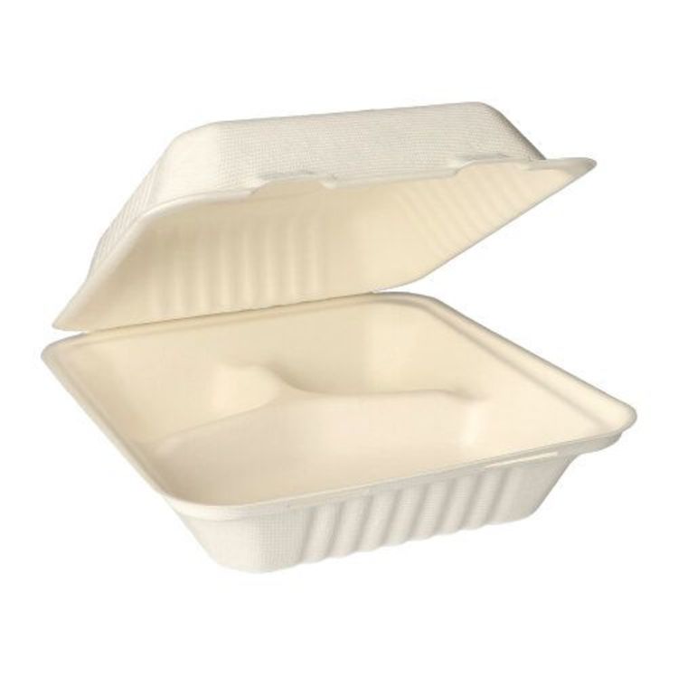 Papstar Take-away-Box PURE, Bagasse (Zuckerrohr) – 200 × 220 × 77 mm, weiss – 25 Stk.
