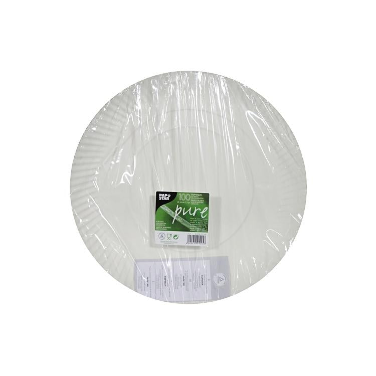 Papstar Teller Pure, Papier/Karton – Ø 34 cm, Weiss – FSC – 100 Stk.