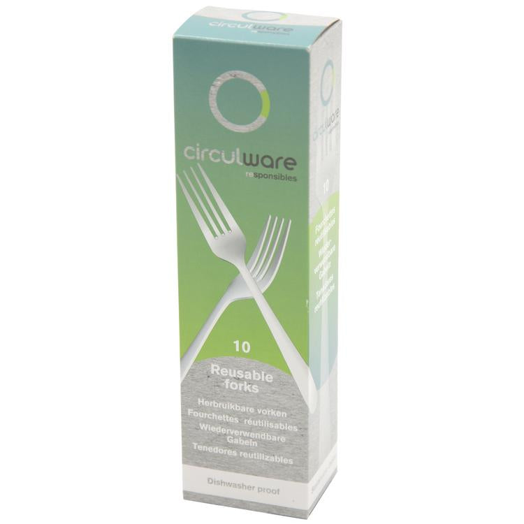 Papstar CIRCULWARE Mehrweg-Gabeln – 200 Stk., 19 cm, Polypropylen, Weiss, 100 % recyclebar