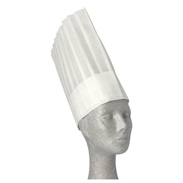 Papstar Kochmütze TOSKANA – grössenverstellbar, 5 Stück – Weiss, PP-Vlies, 30 cm