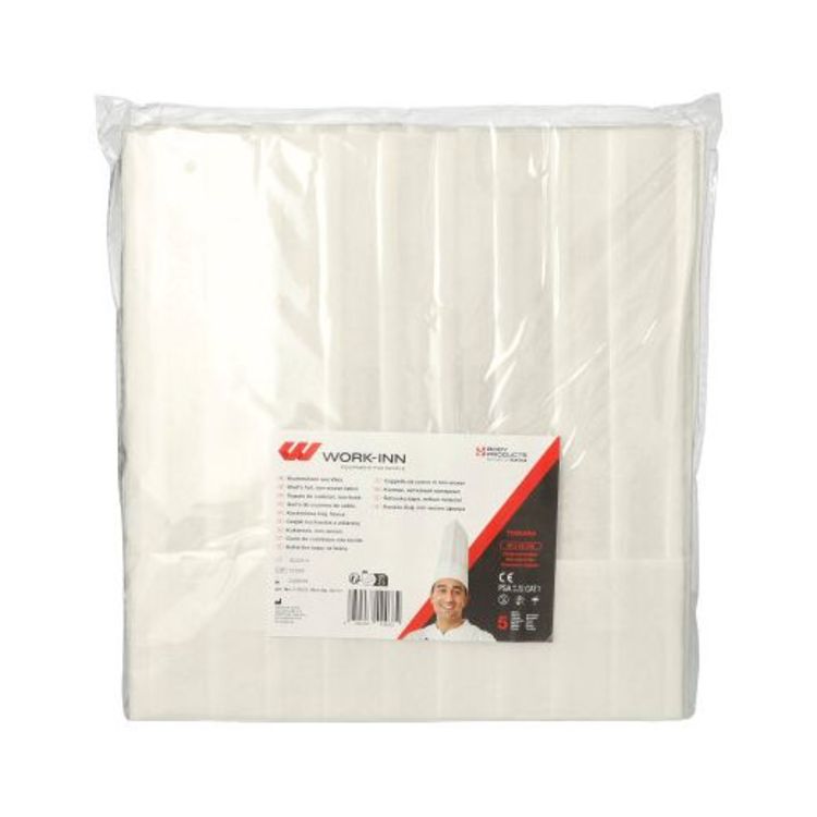 Papstar Kochmütze TOSKANA – grössenverstellbar, 5 Stück – Weiss, PP-Vlies, 30 cm