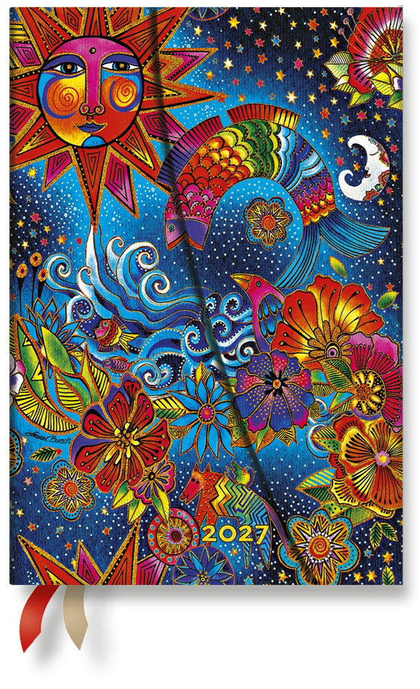 Paperblanks Himmlische Magie – Wochenagenda 2027, 1 Woche/2 Seiten, 9,5 × 14 cm, Hardcover