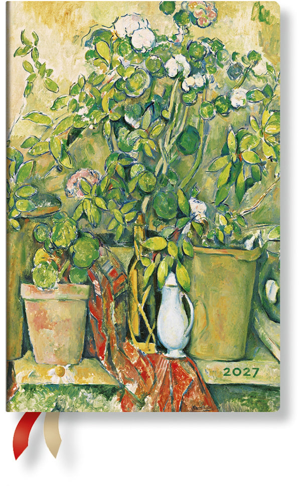 Paperblanks Cezannes – Wochenagenda 2027, 1 Woche/2 Seiten, 9,5 × 14 cm, Hardcover, Terrakotta