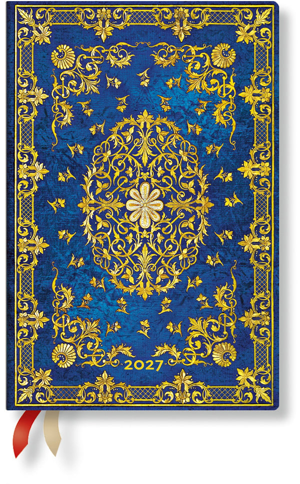 Paperblanks Mini Horizontal – Wochenagenda 2027, 1 Woche/2 Seiten, 9,5 × 14 cm, Hardcover, Seidenhimmel