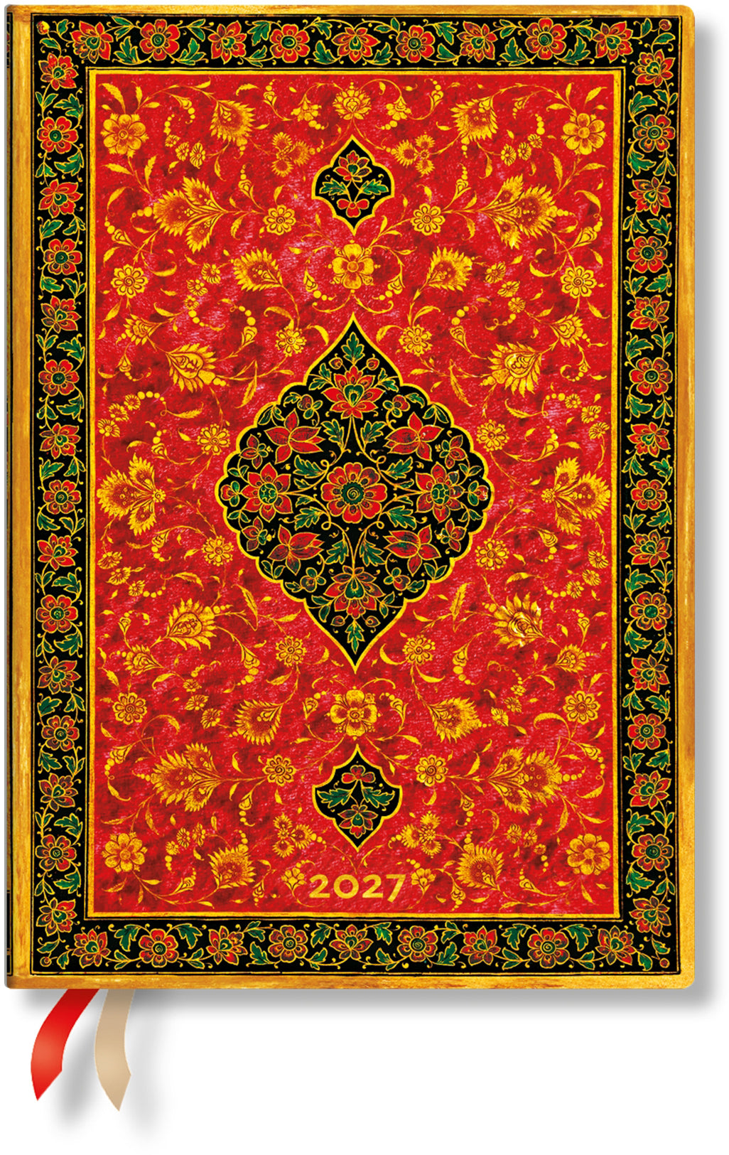 Paperblanks Leila – Tagesagenda 2027, 1 Tag/1 Seite, 12,5 × 18 cm, Hardcover, Gummiband, Blume