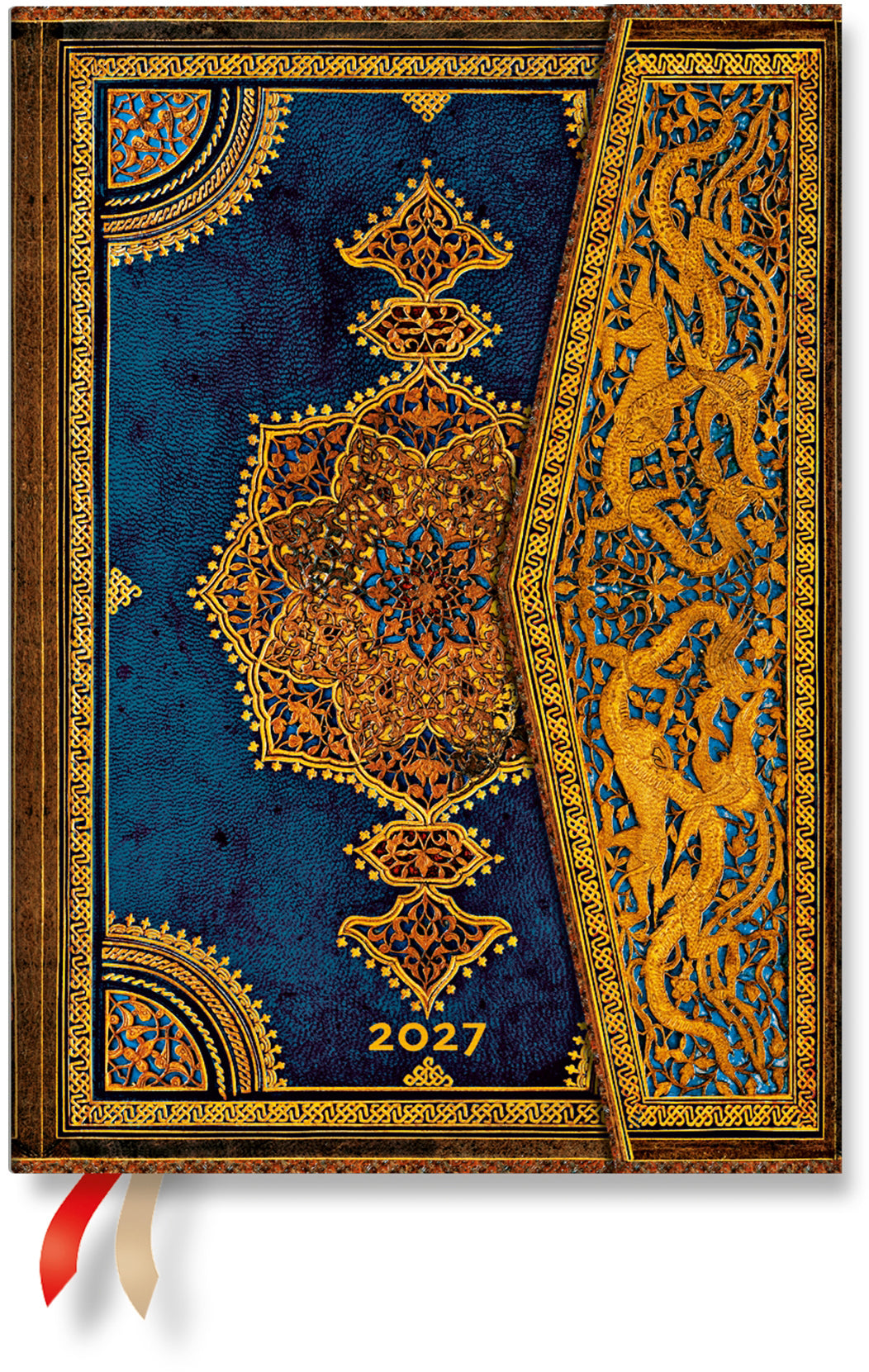 Paperblanks Safawidisch Indigo – Wochenagenda 2027, 1 Woche/1 Seite, 13,0 × 20,0 cm, Hardcover