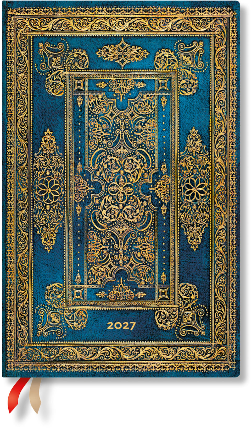 Paperblanks Blue Luxe – Wochenagenda 2027, 1 Woche/2 Seiten, 13,5 × 21 cm, Hardcover