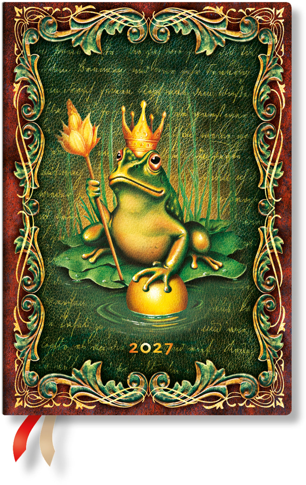 Paperblanks Le Roi Grenouille – Wochenagenda 2027, 1 Woche/2 Seiten, 13,5 × 20,0 cm, Hardcover, Französisch