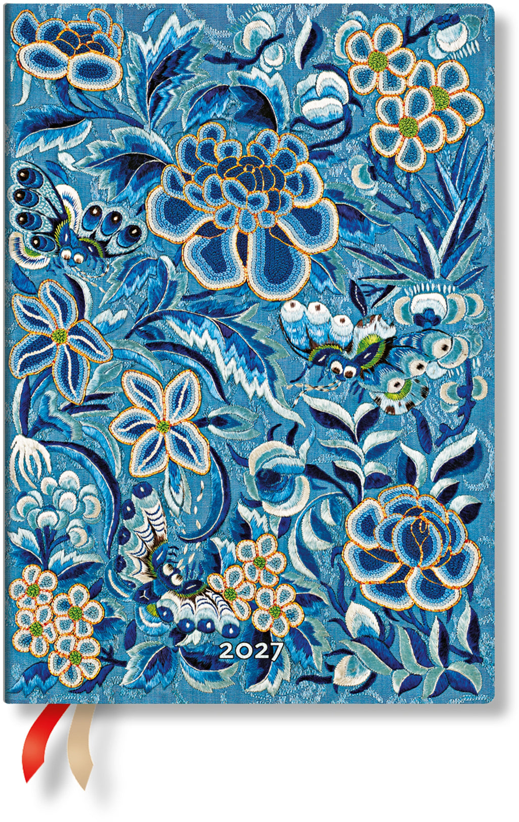 Paperblanks Blaue Weide – Wochenagenda 2027, 1 Woche/2 Seiten, 13 × 20 cm, Softcover