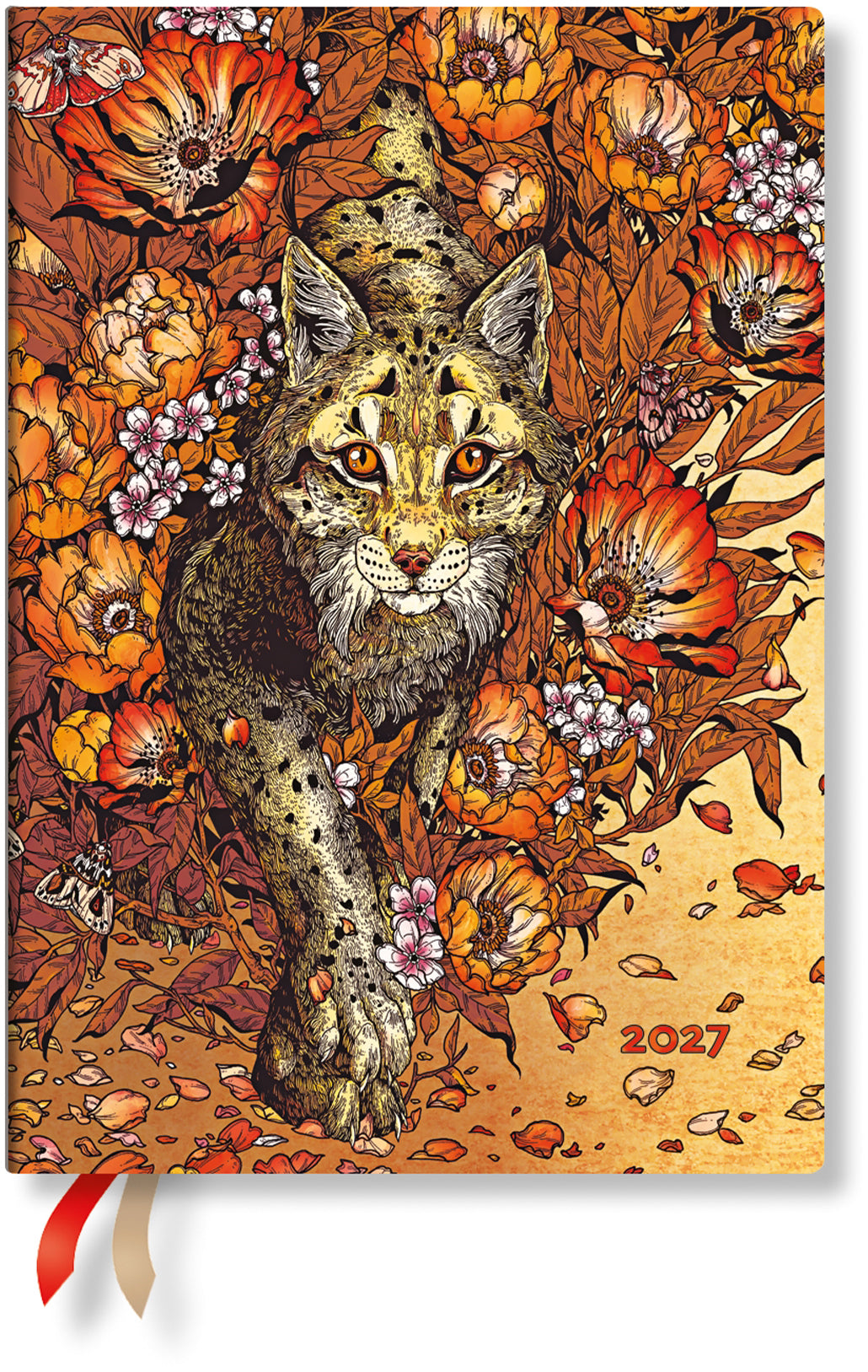 Paperblanks Luchs – Wochenagenda 2027, 1 Woche/2 Seiten, 13 × 18 cm, Softcover