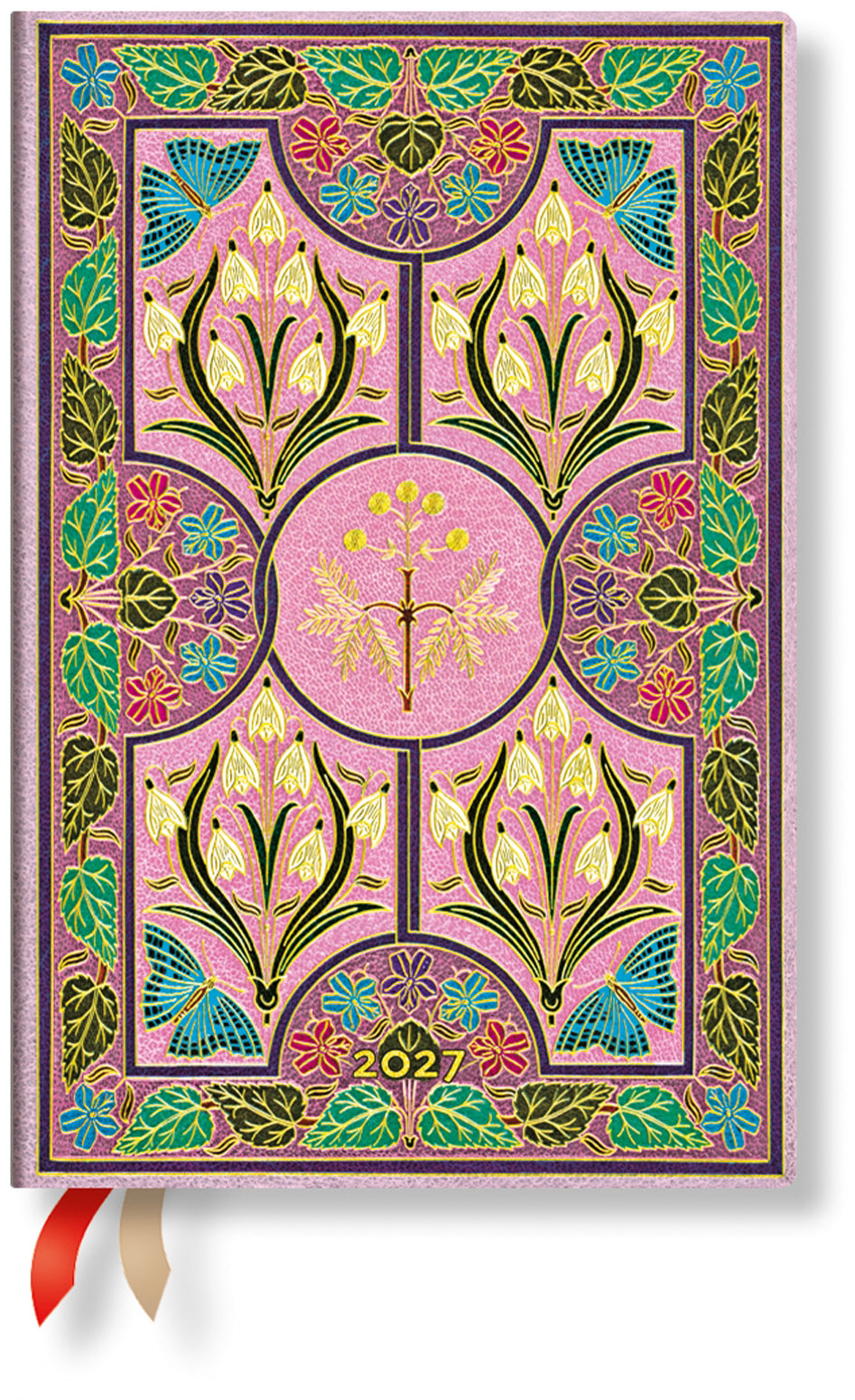 Paperblanks Poésie en Fleurs – Wochenagenda 2027, 1 Woche/2 Seiten, 9,5 × 14 cm, Hardcover, Französisch