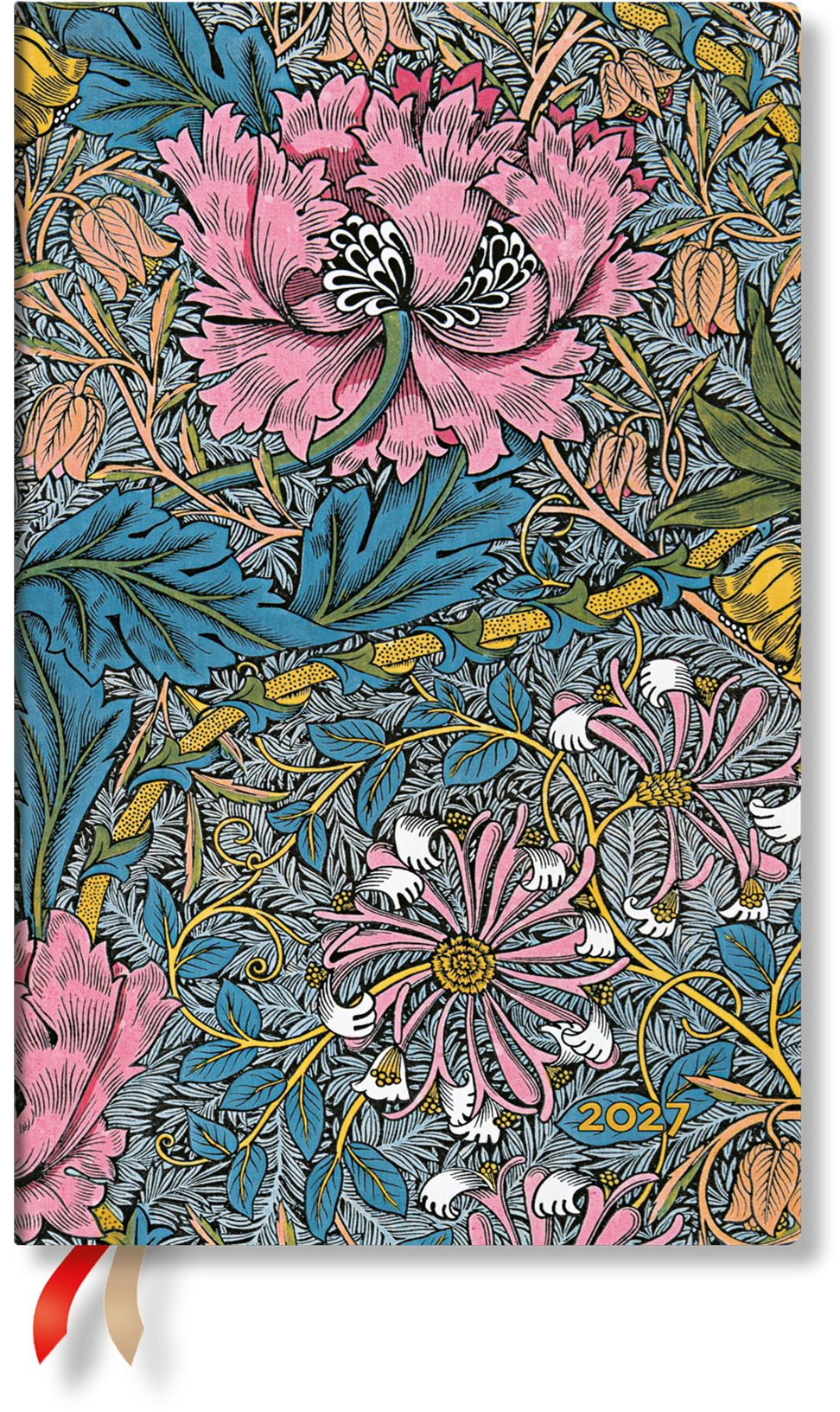 Paperblanks Chèvrefeuille – Wochenagenda 2027, 1 Woche/2 Seiten, 14,5 × 23,0 cm, Softcover, Französisch