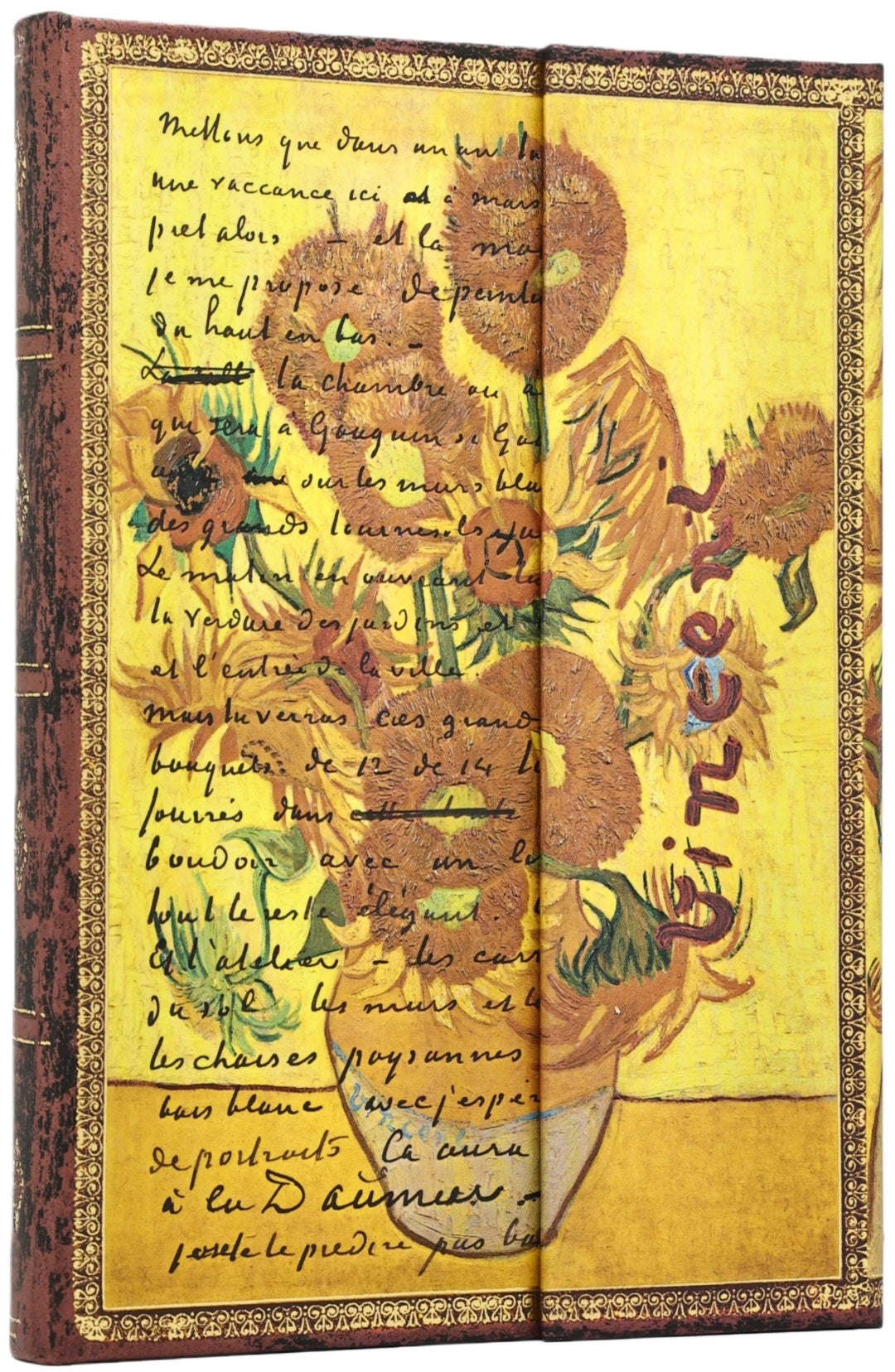 Paperblanks Notizbuch – Midi – 72 Blatt – Gebunden, Recycling-Einbandklappen, Van Gogh Sonnenblume, FSC