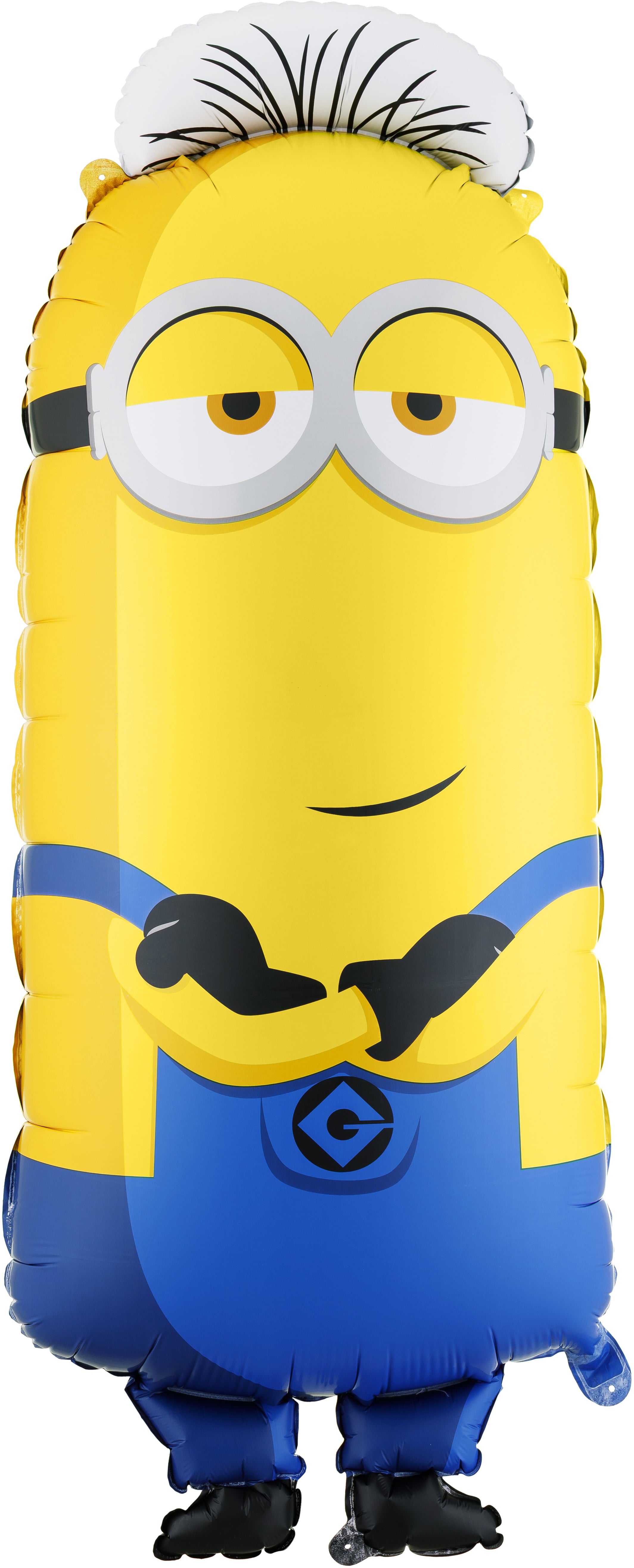 Partydeco Folienballon Minion Tim – Blau-Gelb – 40 × 100 cm – Folie – mit Trinkhalm, selbstverschliessend