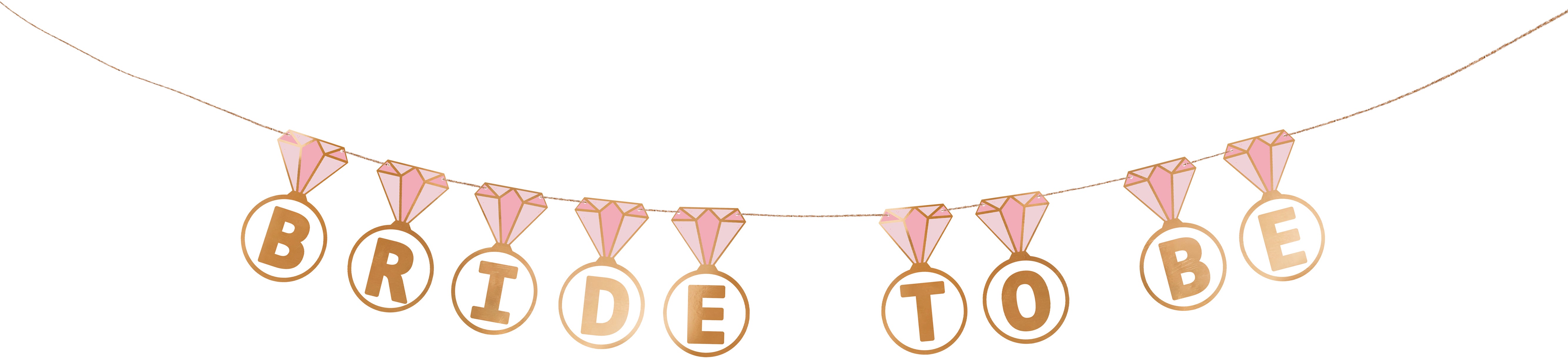 Partydeco Girlande Bride to be – mehrfarbig – Höhe 16,5 cm – Papier – Kordellänge 2,5 m